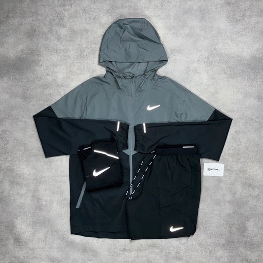 Nike Uv Windrunner Jacket 3-Piece Black Flex Shorts Set Coal